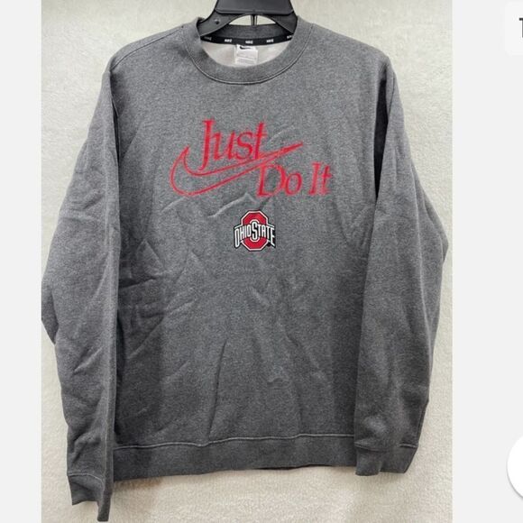 Nike Men's Ohio State Just Do It Sweatshirt, Sz M Grey/Red  NWT IN PACKAGING - Picture 1 of 5